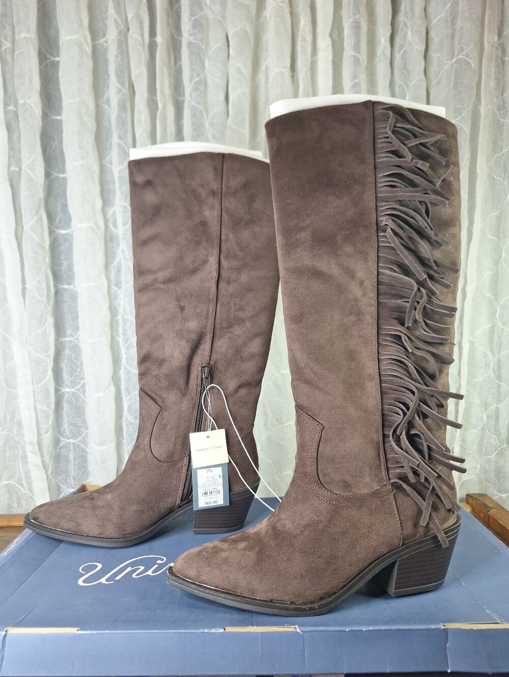 Universal Thread Patsy Brown Fringe Western Cowboy Boots Memory Foam 7.5